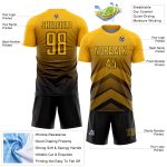 Custom Gold Black Gradient Arrow Geometric Shapes Sublimation Soccer Uniform Jersey