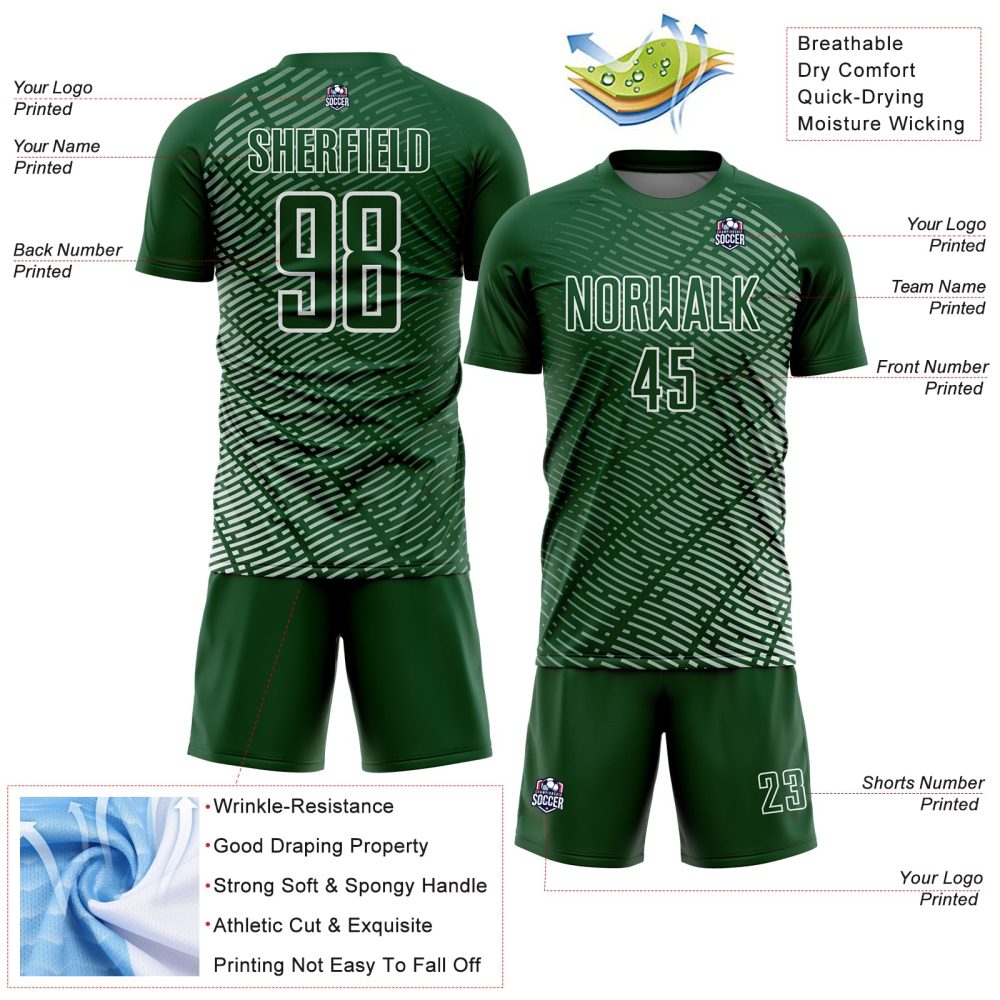 Custom Green White Stripe Line Sublimation Soccer Uniform Jersey