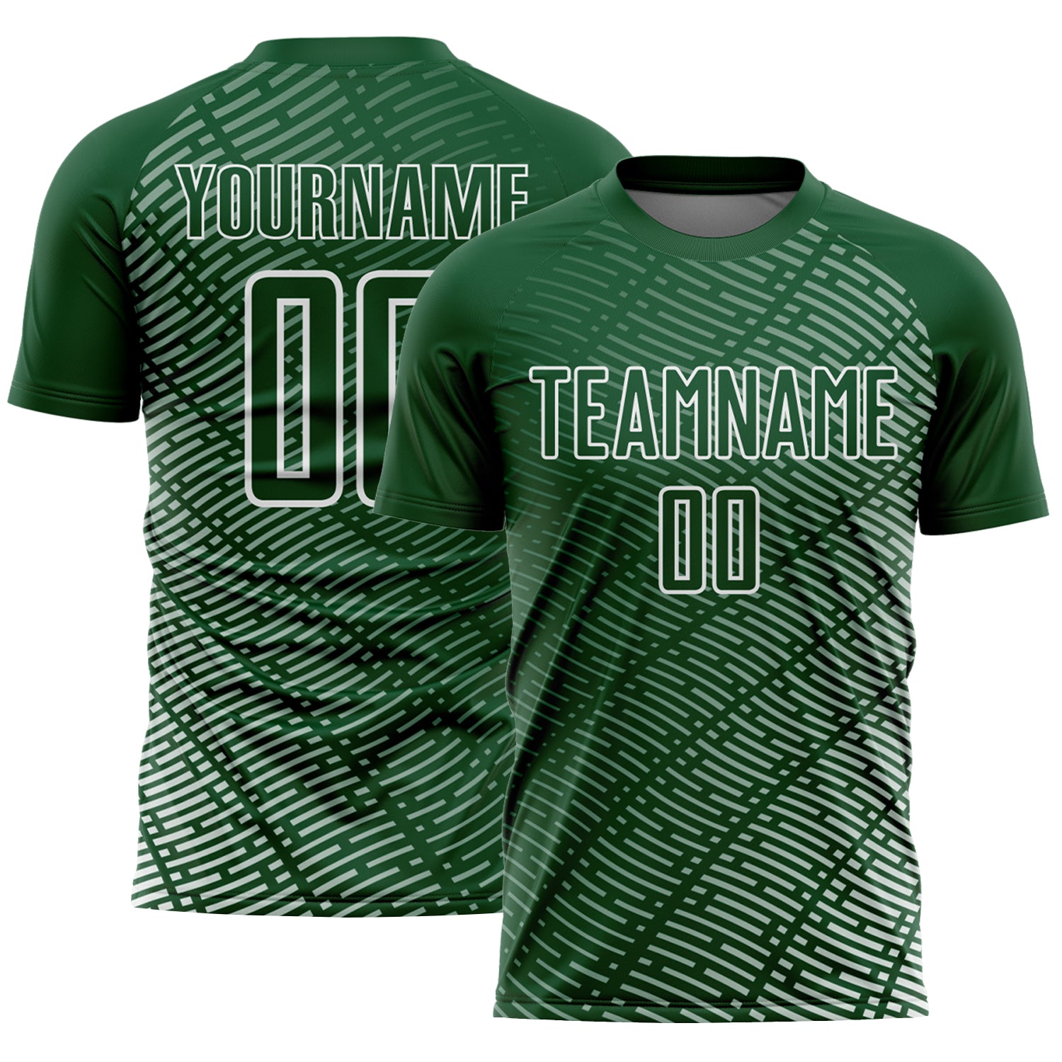 Custom Green White Stripe Line Sublimation Soccer Uniform Jersey