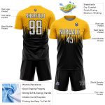 Custom Gold White-Black Gradient Dripping Splatter Art Sublimation Soccer Uniform Jersey