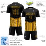 Custom Black Gold Stripe Line Sublimation Soccer Uniform Jersey