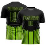 Custom Black Neon Green Stripe Line Sublimation Soccer Uniform Jersey
