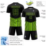 Custom Black Neon Green Stripe Line Sublimation Soccer Uniform Jersey