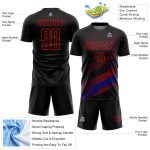 Custom Black Fire Red Gradient Arrow Geometric Shapes Sublimation Soccer Uniform Jersey