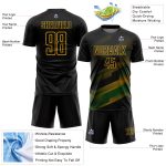 Custom Black Gold Gradient Arrow Geometric Shapes Sublimation Soccer Uniform Jersey