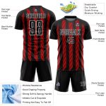 Custom Black Red-White Stripe Line Sublimation Soccer Uniform Jersey