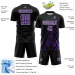 Custom Black Purple-White Splash Sublimation Soccer Uniform Jersey