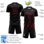 Custom Black Crimson Splash Sublimation Soccer Uniform Jersey